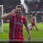 Strizzolo esulta al gol cremo lecce 2-0