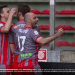 Esultanza gol di Strizzolo co Migliore e Castrovilli cremo lecce