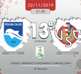 Pescara-Cremonese 1-1, tabellino e cronaca