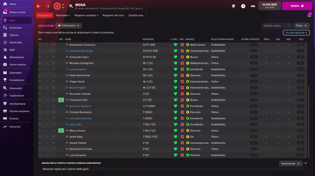 Cremonese Football manager rosa