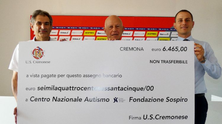 Cremonese, donati oltre 6mila Euro alla Fondazione Sospiro